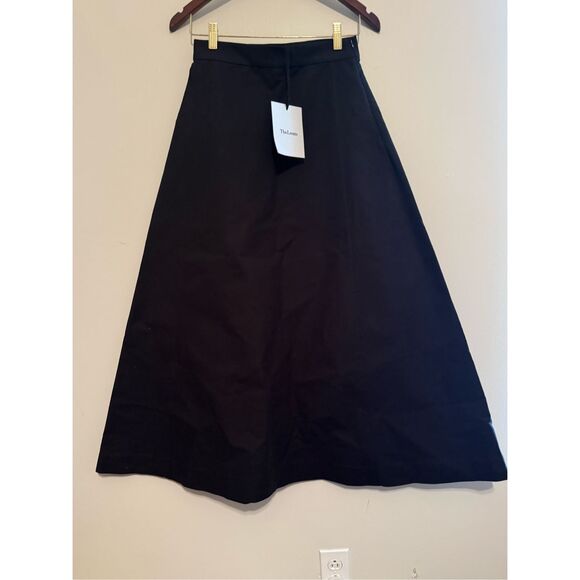 NWT New The Loom Flare Maxi Skirt Black European Brand MSRP $320 100% Cotton - Picture 1 of 13